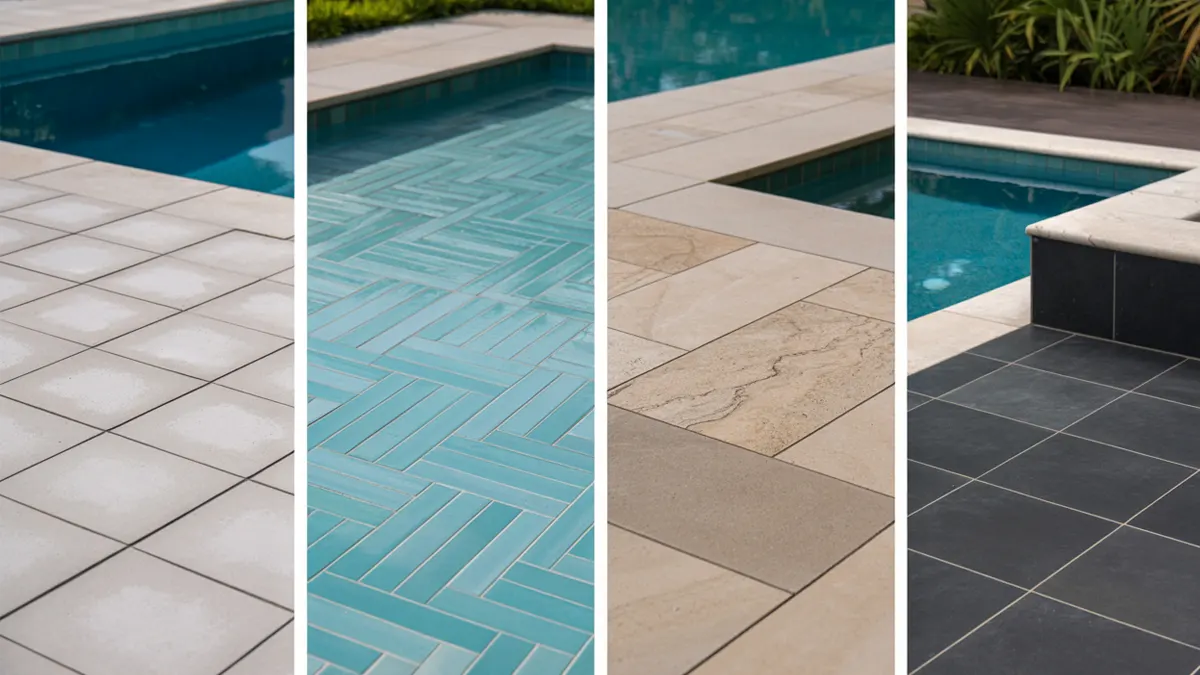 Four different swimming pool tile designs.